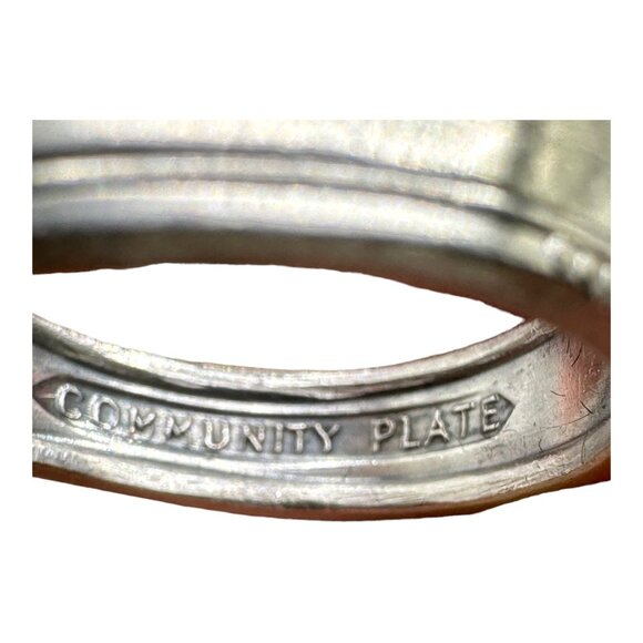 Silverware Artisan Ring Made Of Vintage Community Plate Silver Plated Spoon 8.5 - Picture 3 of 12
